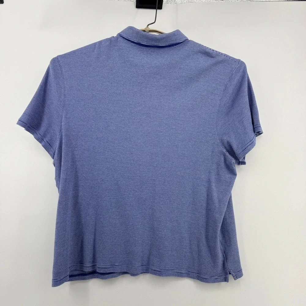 Michael Kors‎ Polo Shirt Mens XXL Blue White Striped Short Sleeve MK Logo Soft
